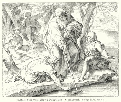 Elia en de jonge profeten, 2 Koningen, hfst. vi, vers 6, 7 (gravure) door German School