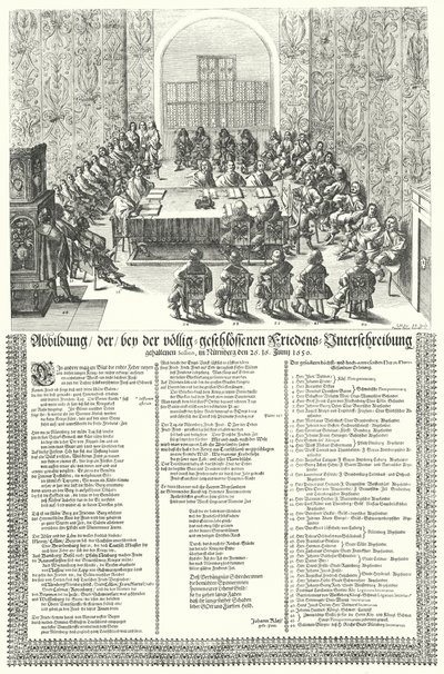 Europese vredescongres gehouden in Neurenberg in 1650 na de Dertigjarige Oorlog door German School