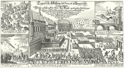 Executie van leden van de Protestantse Boheemse Opstand op het Oude Stadsplein, Praag door German School