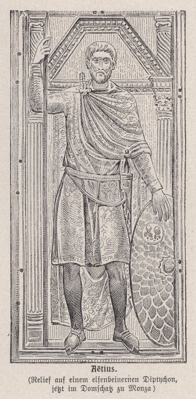 Flavius Aetius, Romeinse generaal (gravure) door German School