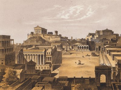 Forum, het oude Rome (kleurenlitho) door German School