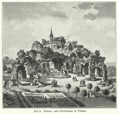 Tuinontwerp: grottoberg in de tuin van Graaf Johann von Fries, Voslau, Oostenrijk door German School