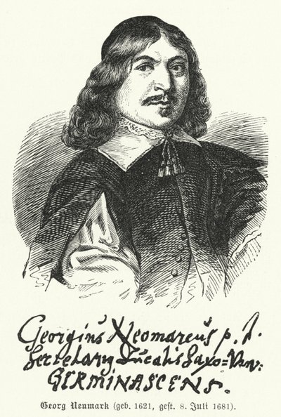 Georg Neumark, Duitse dichter en componist van hymnes (gravure) door German School