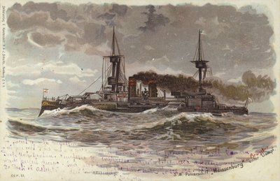 Duitse slagschip SMS Weissenburg, eind 19e of begin 20e eeuw door German School