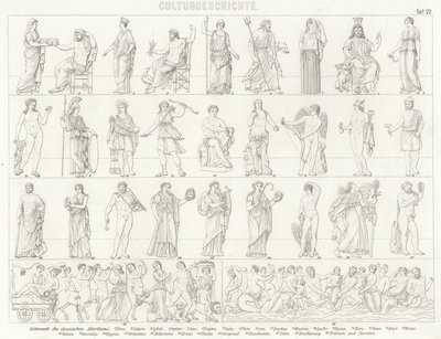 Gods van het oude Griekenland en Rome. Illustratie voor Bilder-Atlas door German School