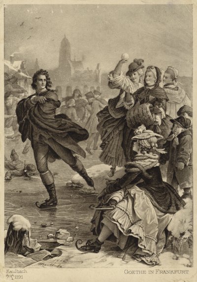 Goethe in Frankfurt (litho) door German School