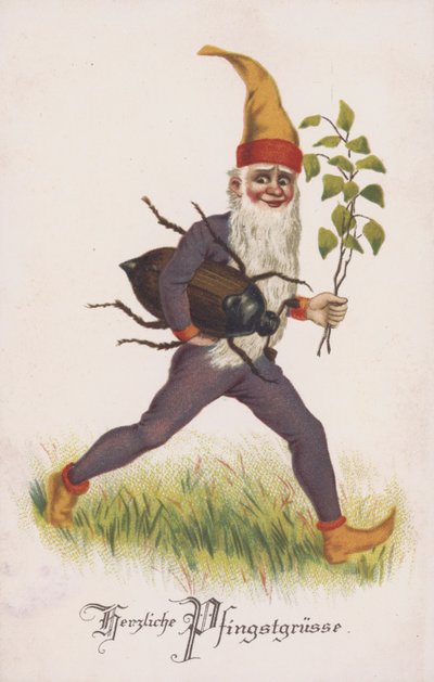 Wenskaart voor Pinksteren of Pinksteren. (chromolitho) door German School