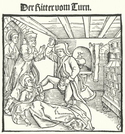 Illustratie uit Het Boek van de Ridder van de Toren door Geoffroy IV de la Tour Landry (gravure) door German School
