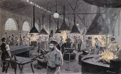 Keizerlijke werf in Kiel, Duitsland, ca. 1900 door German School