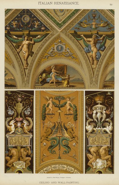 Italiaanse Renaissance, Plafond- en Muur-Schildering door German School