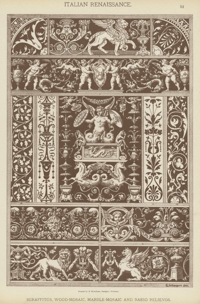 Italiaanse Renaissance, Sgraffito, Houtmozaïek, Marmermozaïek en Bas-reliëfs door German School