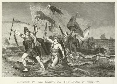 Landing van de Saksen aan de kust van Brittannië door German School