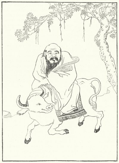 Laozi, oude Chinese filosoof, op een waterbuffel door German School