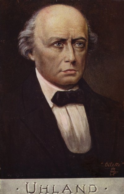 Ludwig Uhland (1787-1862), Duits dichter en filoloog (kleurenlitho) door German School