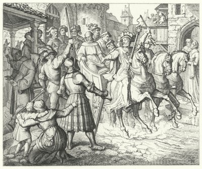 Martin Luthers ontvangst in Worms, 1521 door German School