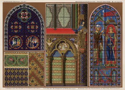Middeleeuwse Franse glas-in-loodramen: Kerk van St Denis, Parijs; Sainte Chapelle, Parijs; Kathedraal van Chartres door German School
