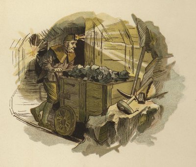 Mijnwerker (kleur litho) door German School