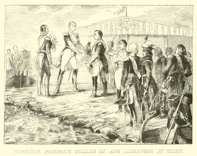 Napoleon, Frederik Willem III en Alexander bij Tilsit door German School