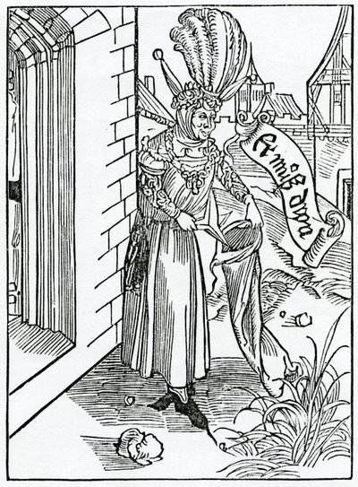 Over de arrogantie en trots van ruwe mannen van het platteland, illustratie uit Alexander Barclay