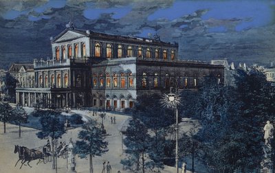 Operagebouw, Hannover, Duitsland (kleurenlitho) door German School