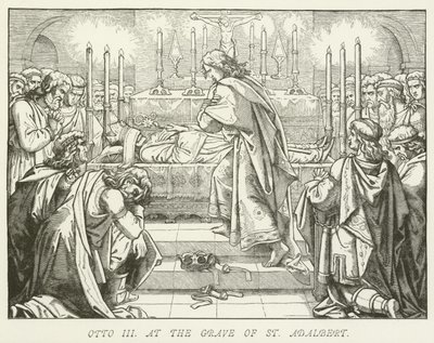 Otto III bij het graf van St. Adalbert door German School