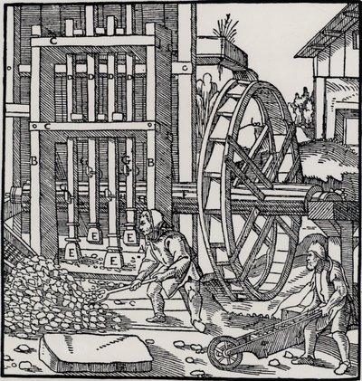 Doorgeschoten waterrad, uit 