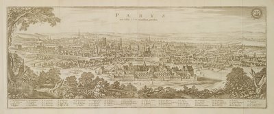 Panoramisch uitzicht op Parijs in 1620, uit Topographia Galliae door Martin Zeiller (1589-1661) gepubliceerd 1655 door German School