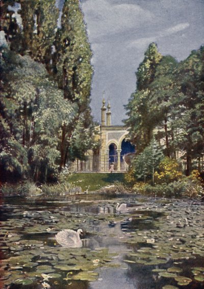 Deel van de Vierwaldstättersee en het antilopenhuis, Berlijnse Dierentuin, Duitsland door German School