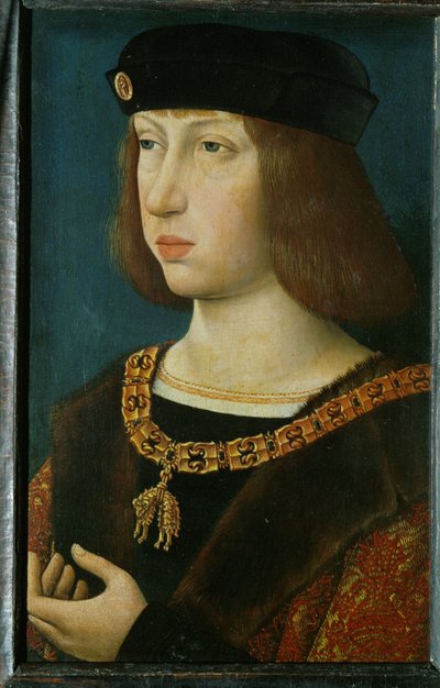 Philipp der Schoene, zoon van Maximiliaan I en Marie de Bourgogne ... (schilderij op hout) door German School