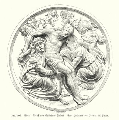 Pieta, reliëf door Cristoforo Solari van het Hoofdaltaar van de Certosa di Pavia, Italië door German School