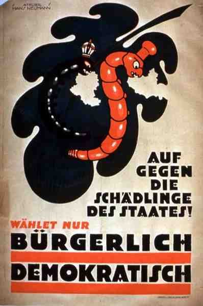Politieke poster voor de Democratische Volkspartij door German School