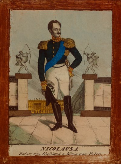 Portret van Nicolaas I, Tsaar van Rusland en Koning van Polen, Neuruppiner Bilderbogen, ca. 1850 door German School