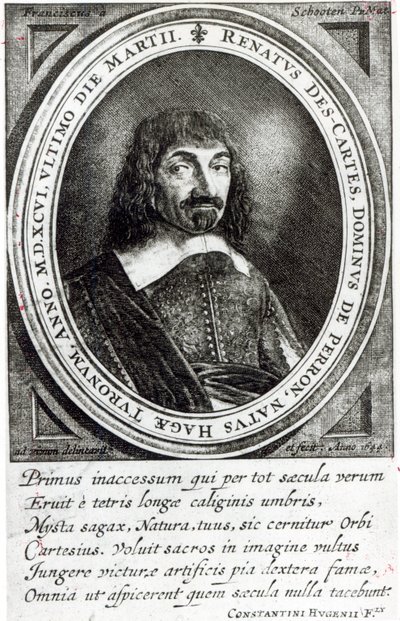 Portret van René Descartes, 1644 door German School