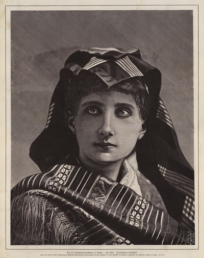 Portret van een vrouw, prijswinnende houtsnede van de Arts and Crafts Exhibition, Leipzig, Duitsland door German School