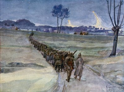 Vervangingen arriveren voor de loopgraven, Ieper door German School