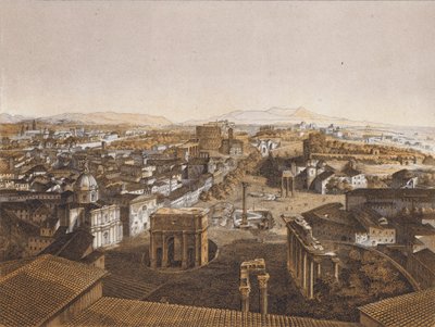 Rome vanaf het Capitool (kleurenlitho) door German School