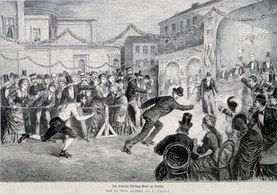 Roulette skate race in Berlijn in 1878 door German School