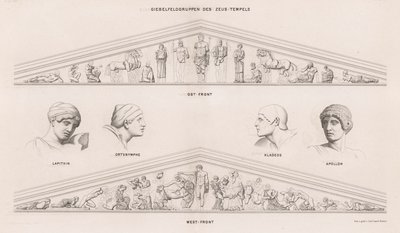 Beelden van de frontons van de Tempel van Zeus, Olympia, Griekenland door German School