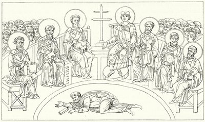 Tweede Concilie van Nicea, 787 (gravure) door German School
