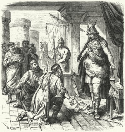 Slavische gezanten voor Rurik, prins van Kievan Rus, 9e eeuw (gravure) door German School