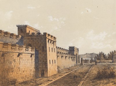 Straat in Pompeii, Campanië, Italië (kleurenlitho) door German School