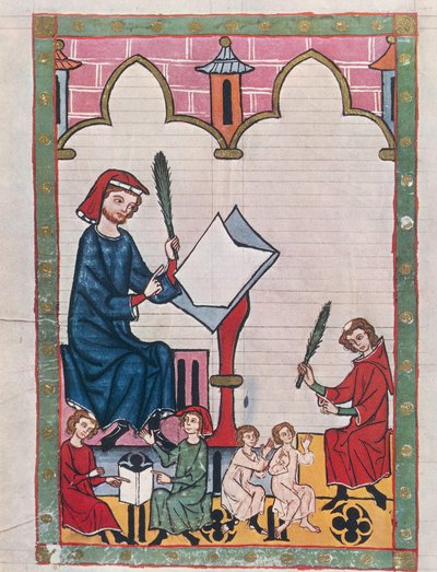 Studenten in een klooster, uit 