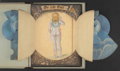 Tabellen die de mens in drie verschillende staten vertegenwoordigen, Add MS 5788 door German School