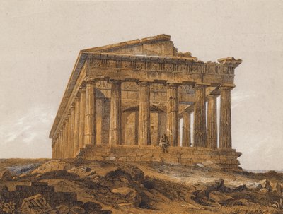 Tempel van Hephaestus, Athene, Griekenland (kleurenlitho) door German School