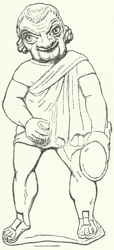 Terracotta beeldje van een Romeinse acteur als parasiet uit een komisch toneelstuk van de toneelschrijver Plautus door German School