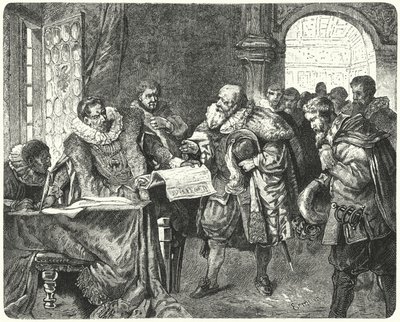 De Heilige Roomse Keizer Rudolf II verleent Boheemse protestanten meer religieuze vrijheid in zijn Majesteitsbrief door German School