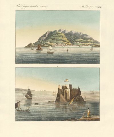 De stad Funchal en Fort Loo van het eiland Madeira door German School