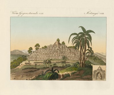 De tempel van Boeddha van Borobudur in Java door German School