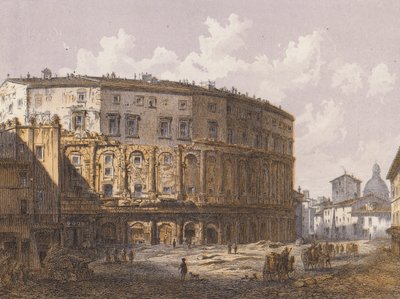 Theater van Marcellus, Rome (kleurenlitho) door German School