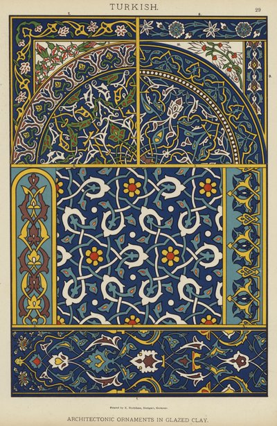 Turks, architectonische ornamenten in geglazuurd klei door German School